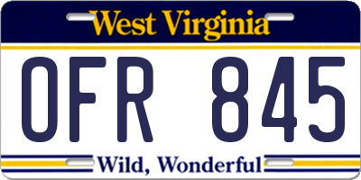 WV license plate OFR845