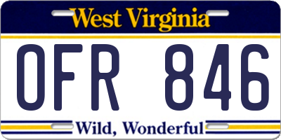 WV license plate OFR846