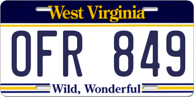 WV license plate OFR849