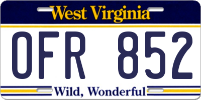 WV license plate OFR852