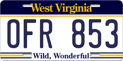 WV license plate OFR853
