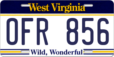 WV license plate OFR856