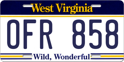 WV license plate OFR858