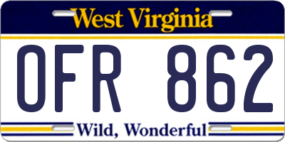 WV license plate OFR862