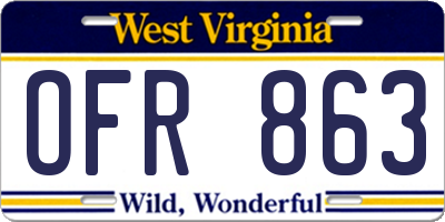 WV license plate OFR863