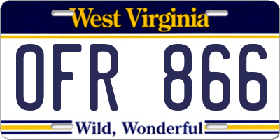 WV license plate OFR866
