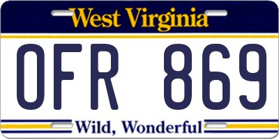 WV license plate OFR869