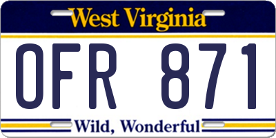 WV license plate OFR871