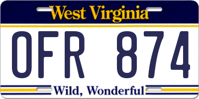 WV license plate OFR874