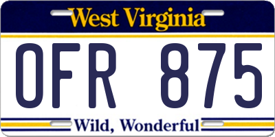 WV license plate OFR875