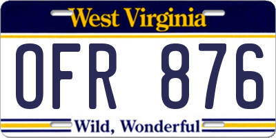 WV license plate OFR876