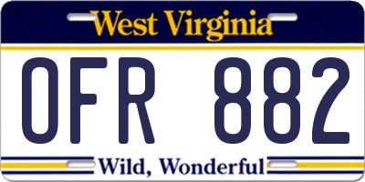 WV license plate OFR882