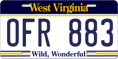 WV license plate OFR883