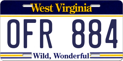 WV license plate OFR884
