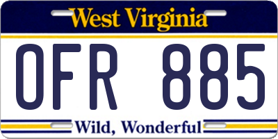 WV license plate OFR885