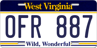 WV license plate OFR887