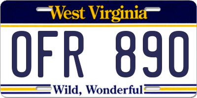 WV license plate OFR890