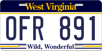 WV license plate OFR891