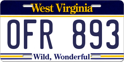 WV license plate OFR893