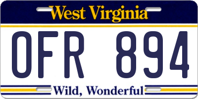 WV license plate OFR894