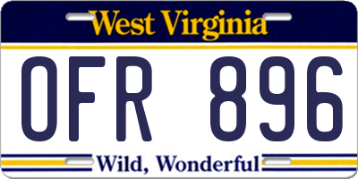 WV license plate OFR896