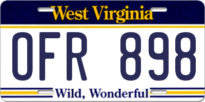 WV license plate OFR898