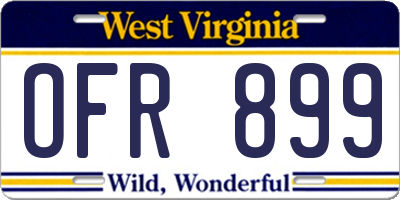 WV license plate OFR899