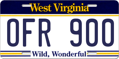 WV license plate OFR900