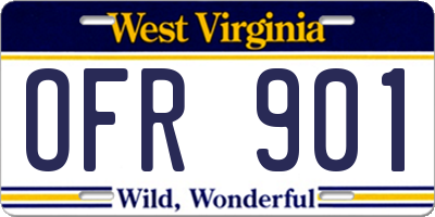WV license plate OFR901