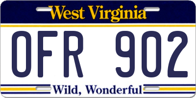 WV license plate OFR902