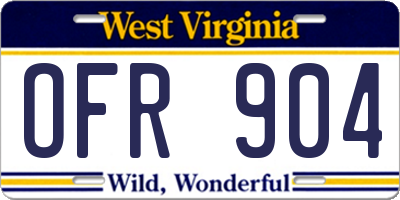 WV license plate OFR904