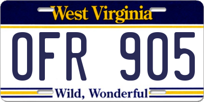 WV license plate OFR905