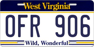 WV license plate OFR906