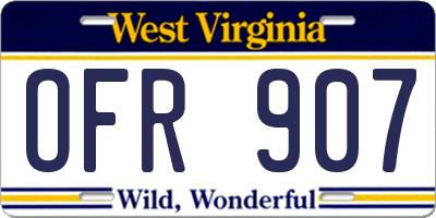 WV license plate OFR907