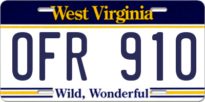 WV license plate OFR910