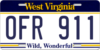 WV license plate OFR911