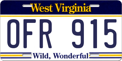 WV license plate OFR915