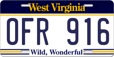 WV license plate OFR916