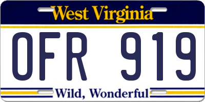 WV license plate OFR919