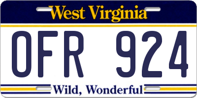 WV license plate OFR924