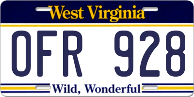 WV license plate OFR928