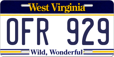 WV license plate OFR929