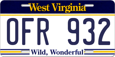 WV license plate OFR932