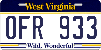 WV license plate OFR933