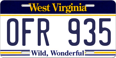 WV license plate OFR935