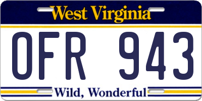 WV license plate OFR943