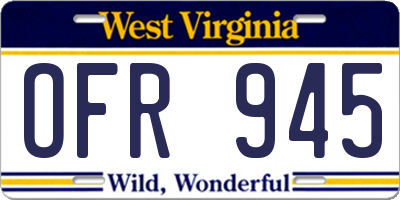 WV license plate OFR945