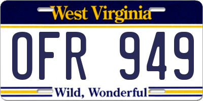 WV license plate OFR949