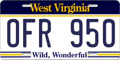 WV license plate OFR950