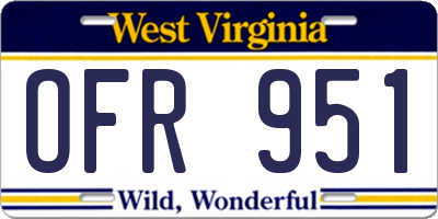 WV license plate OFR951